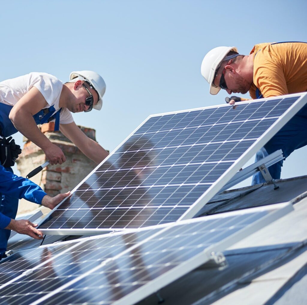 Installing solar photovoltaic panel system on roof of house